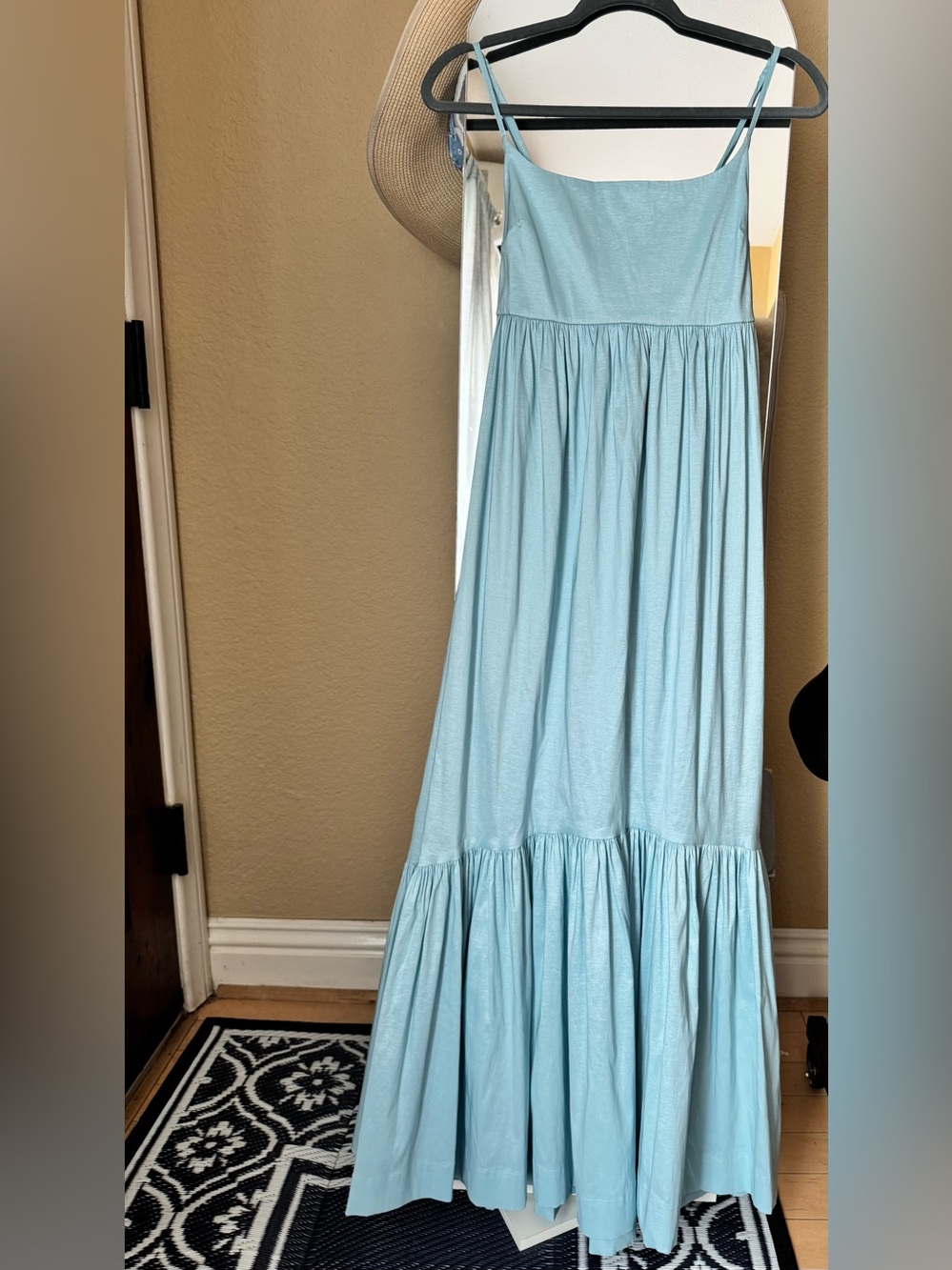 NWOT Abercrombie Light Blue Spaghetti Strap Baby Doll Maxi Dress